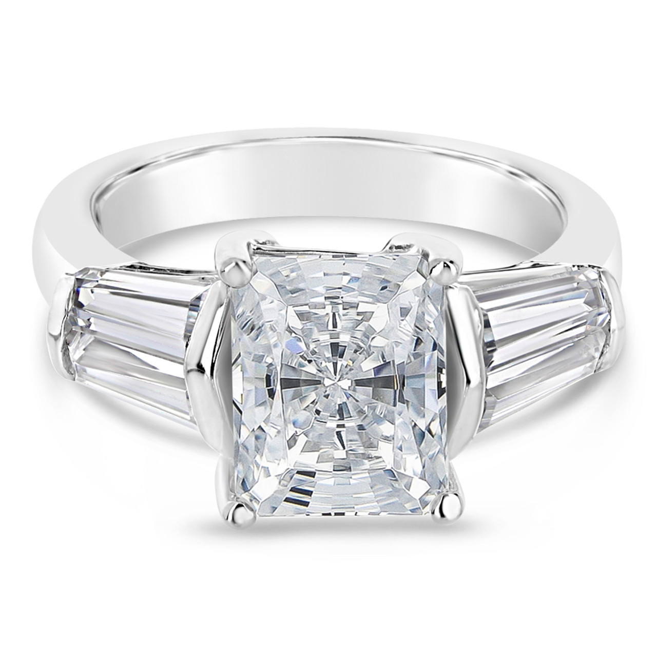 1 1/2 Ct Diamond & CZ Engagement Ring 14k White Gold