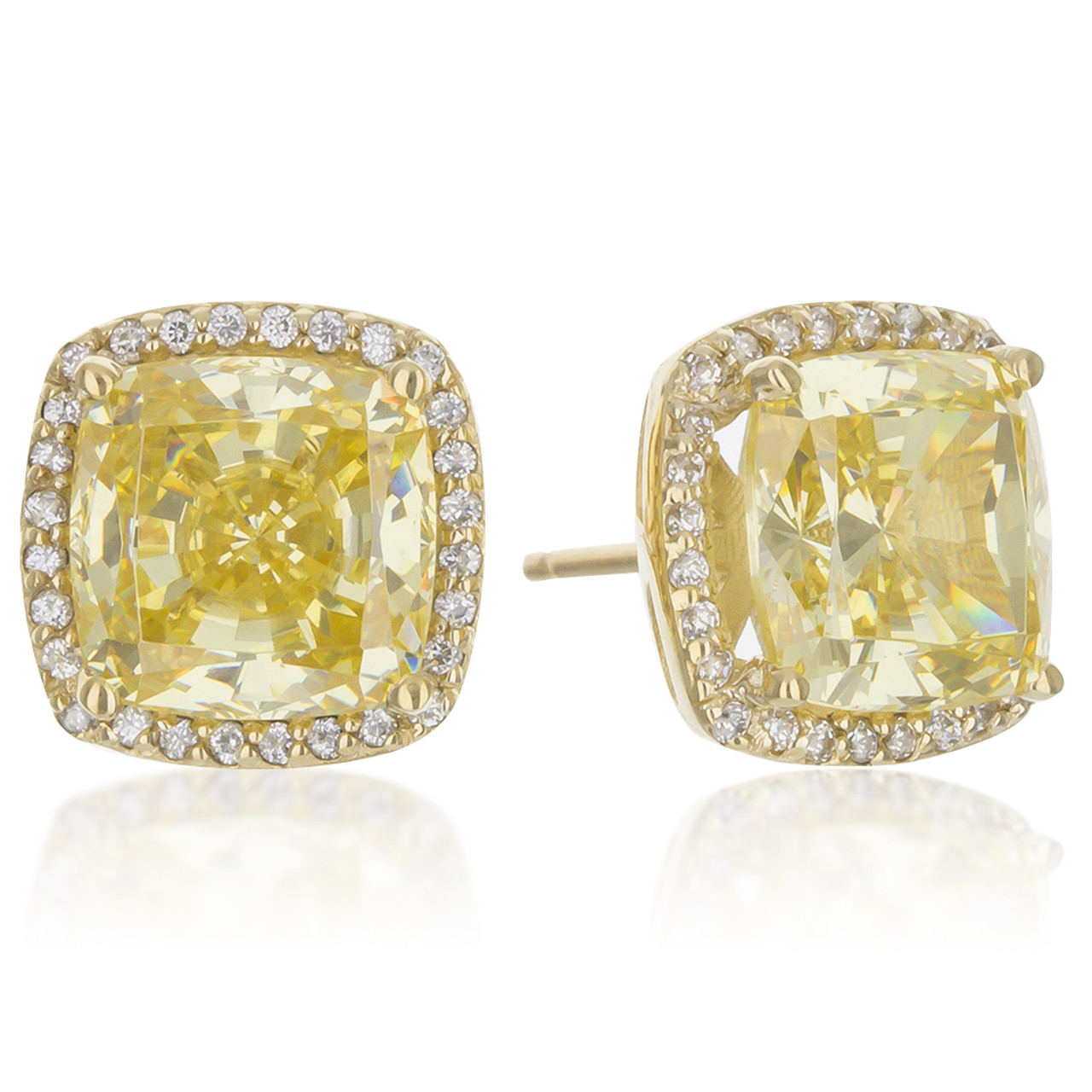 Ladies 9ct Yellow Gold Square Cubic Zirconia Earrings  Miltons Diamonds