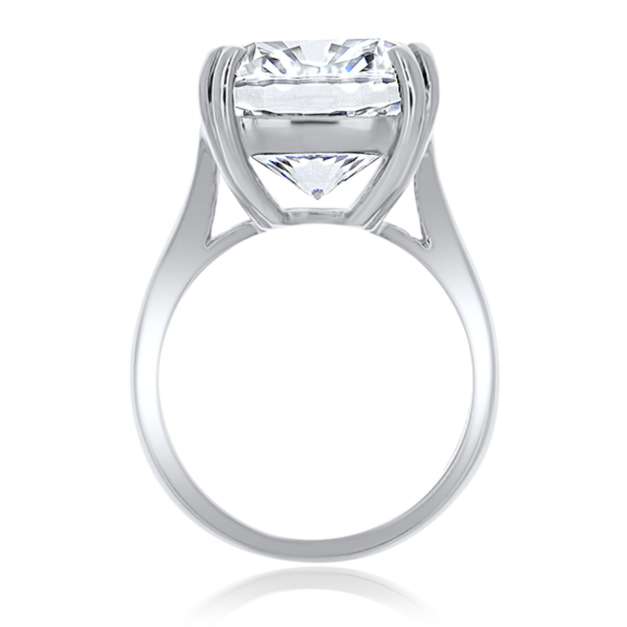 Elongated Cushion Cut CZ Solitaire Engagement Ring, 16.0 CTW