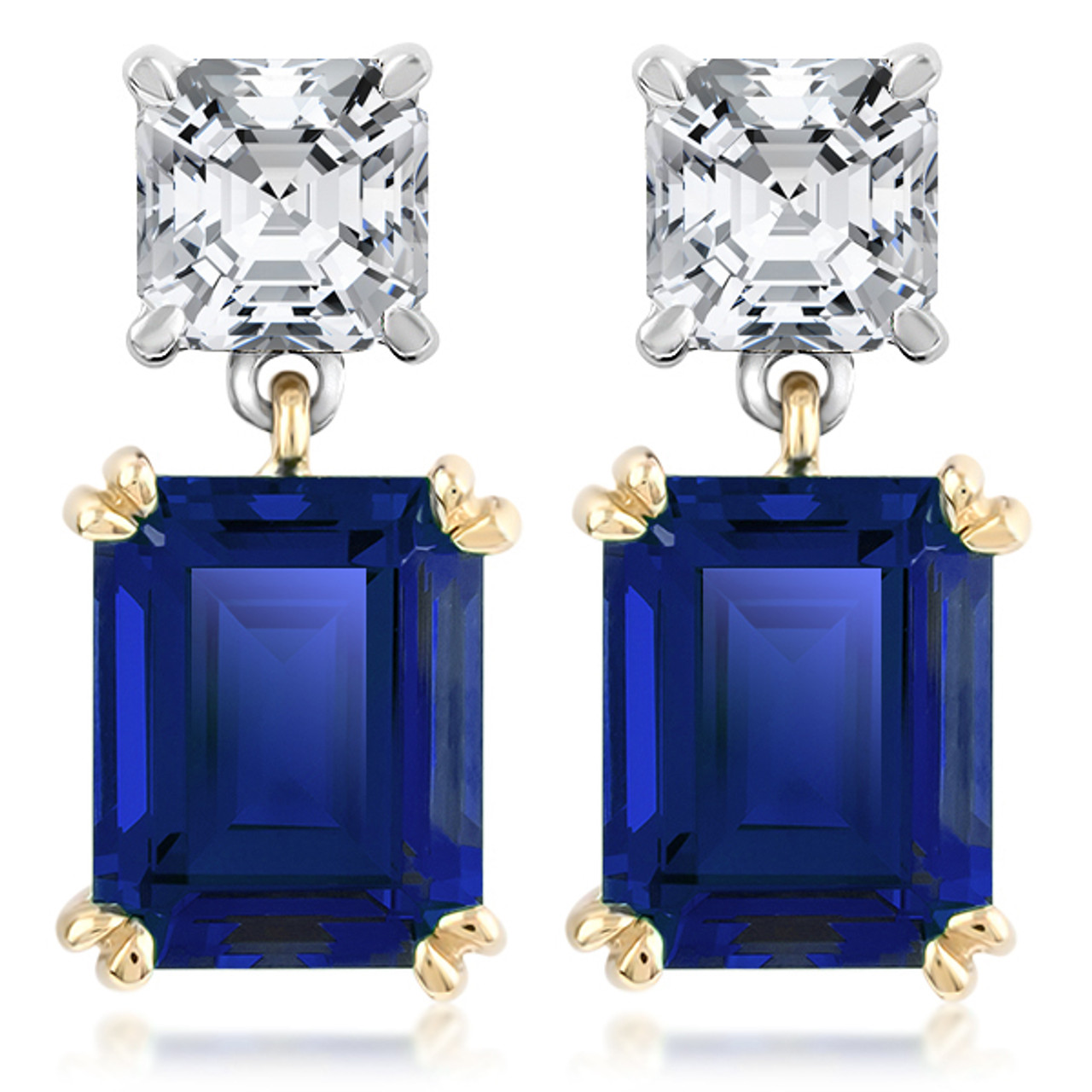 Brasilia Asscher Top Emerald Cut Drop Earrings - Mystique of Palm Beach