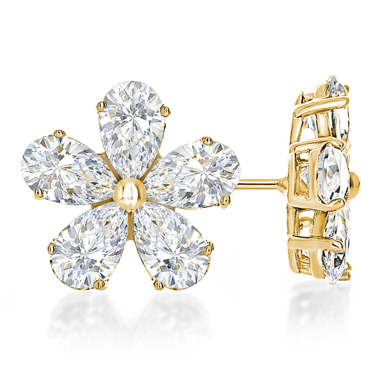 Cluster diamond earrings 14k Gold Flower Earrings 0.62 carat-I,I1  (I-J/I1-I2) – Glitz Design