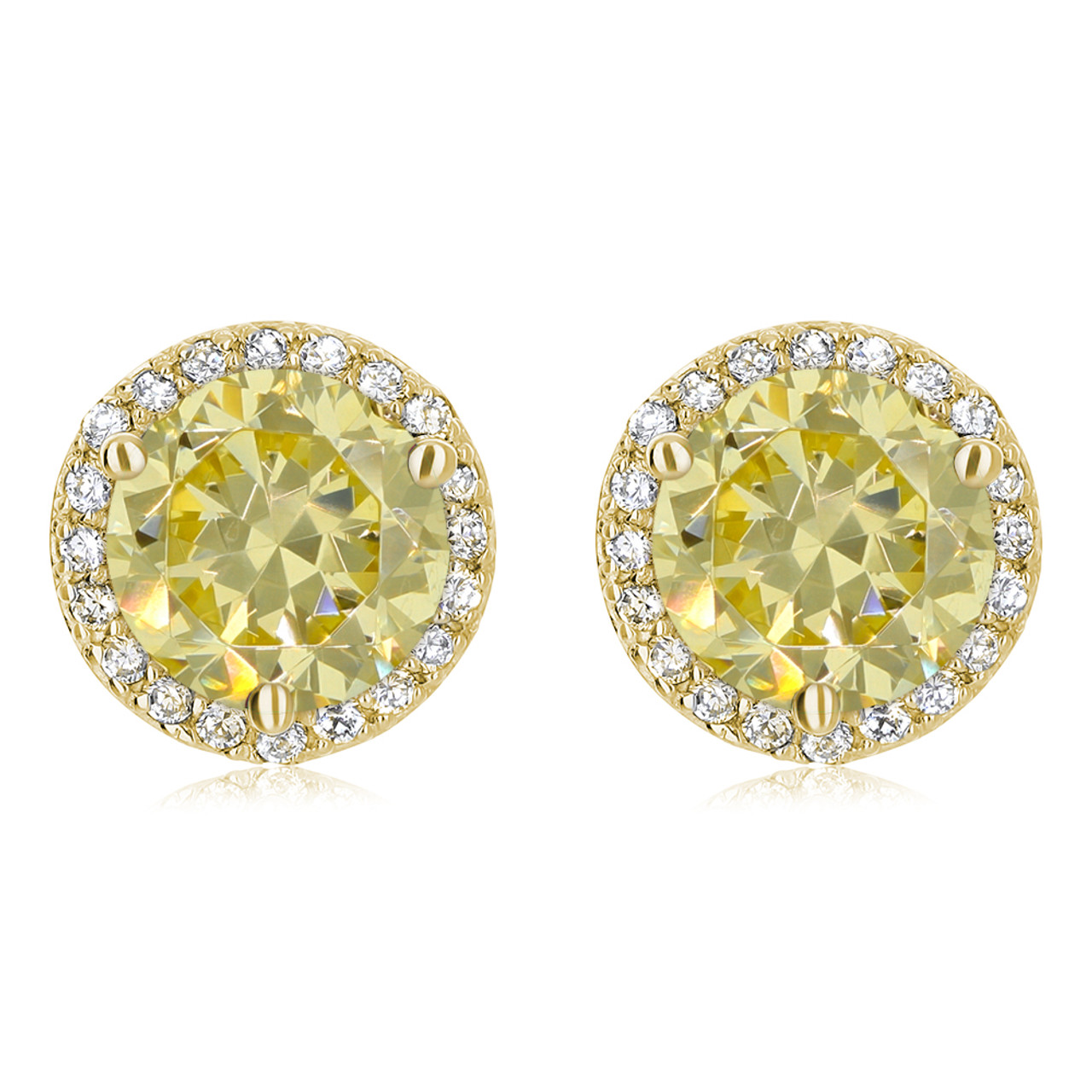 Diamond Earrings 0.4 CTW Studs D-F/VS In 18K Yellow Gold - SCREW -  LD-4-CLAW-ER-D-F-VS-40CT-SCW-YG