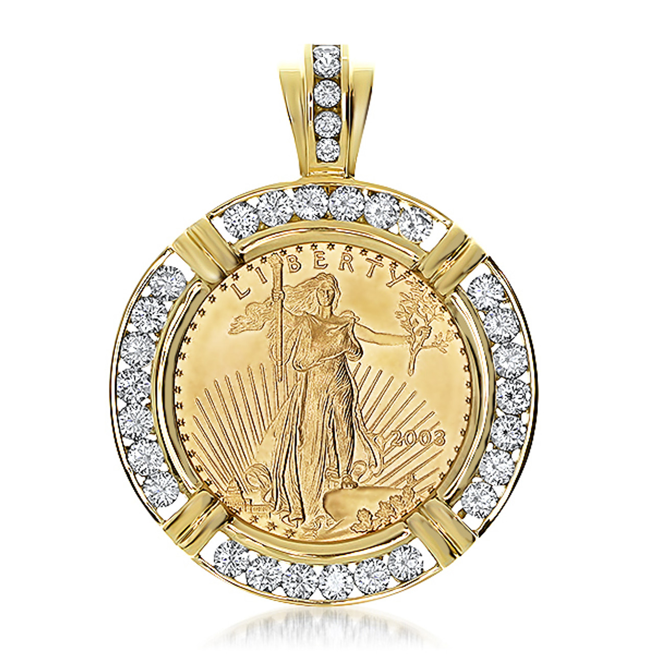 Liberty Channel Set Rounds Coinframe Pendant with 1/2 OZ Coin