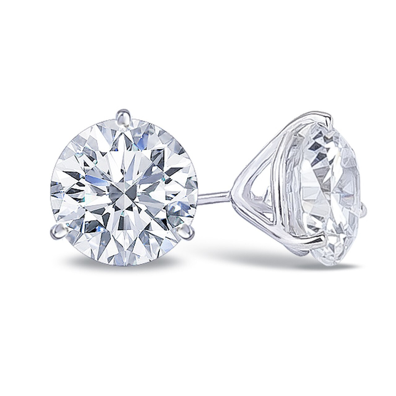 Round Prong Martini Cubic Zirconia Stud Earrings