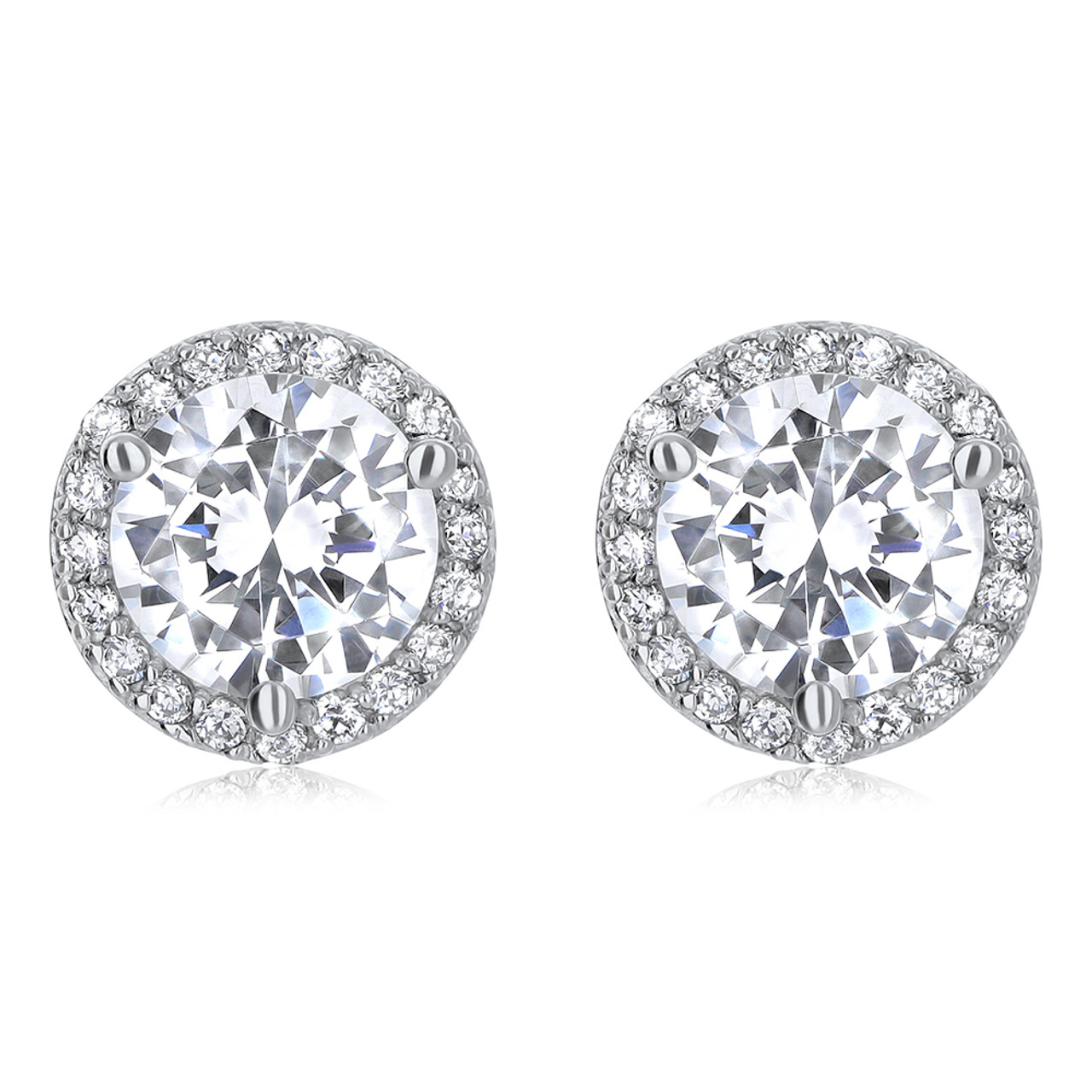 18k White Gold Gemstone and Cubic Zirconia Stud Earrings 18k White Gold Gemstone and Cubic Zirconia Stud Earrings
