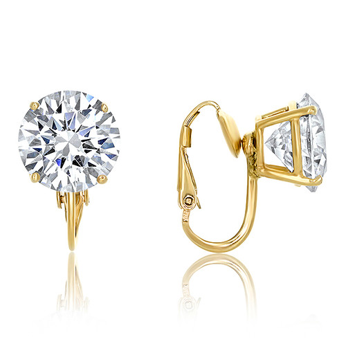Basket Set Round CZ Stud Earrings with Non Pierced Button Style Clip Basket Set Round CZ Stud Earrings with Non Pierced Button Style Clip