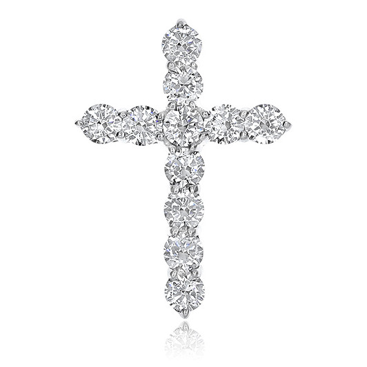 Cubic Zirconia Rounds Designer Inspired Cross Pendant, 1.25 Carats Total