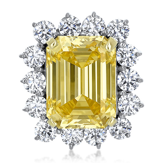 Beverly CZ Halo Emerald Cut with Rounds Cluster Ring Beverly CZ Halo Emerald Cut with Rounds Cluster Ring