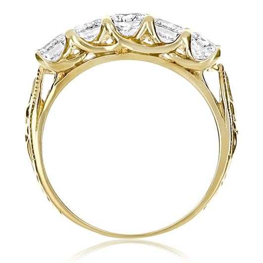 Natalie Rounds with Crossed Prongs 5 Stone CZ Wedding Band Natalie Rounds with Crossed Prongs 5 Stone CZ Wedding Band
