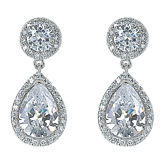 Skye Halo Pear Cubic Zirconia Drop Earrings Skye Halo Pear Cubic Zirconia Drop Earrings