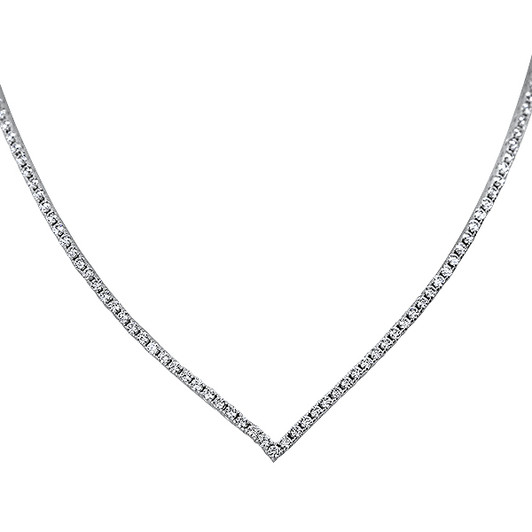 Vivienne Pointed "V" Cubic Zirconia Tennis Necklace, 5.0 Ct TW