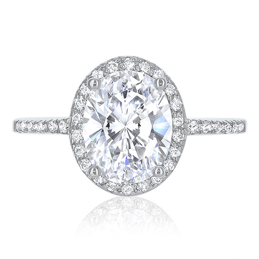 Brianna Oval with Cubic Zirconia Halo Pave Solitaire Ring