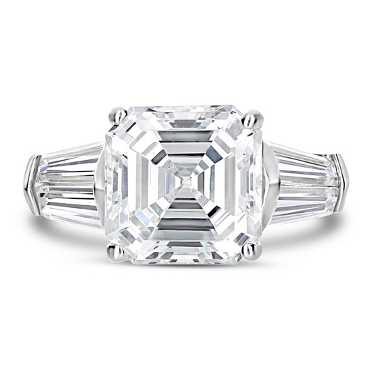 Asscher Cut CZ Double Baguette Solitaire Engagement Ring Asscher Cut CZ Double Baguette Solitaire Engagement Ring