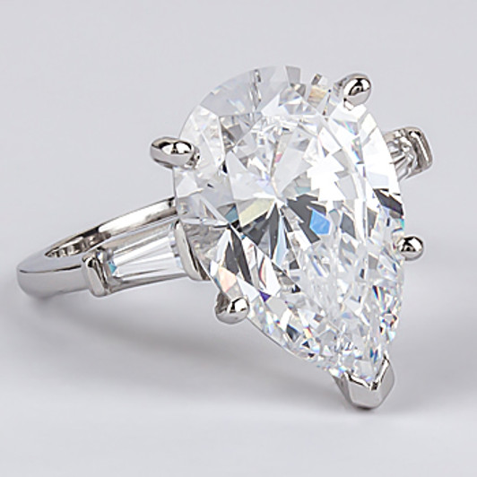 Pear Cubic Zirconia Engagement Baguette Solitaire Ring Pear Cubic Zirconia Engagement Baguette Solitaire Ring