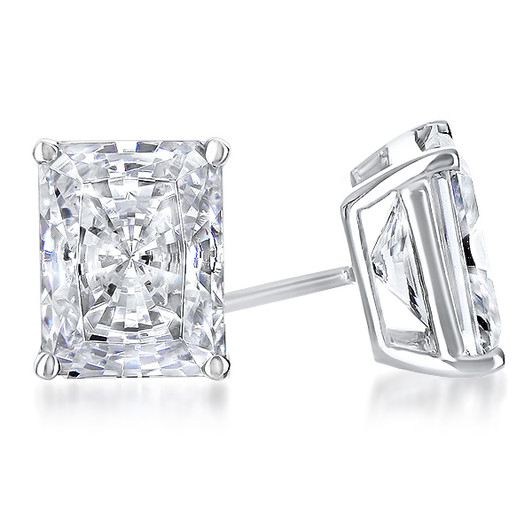 Starburst Radiant Emerald Cut Cubic Zirconia Earring Stud in 14K white gold Starburst Radiant Emerald Cut Cubic Zirconia Earring Stud in 14K white gold