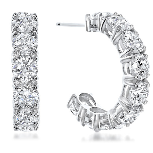 Sarah Large Prong Set Round Cubic Zirconia Hoop Earrings