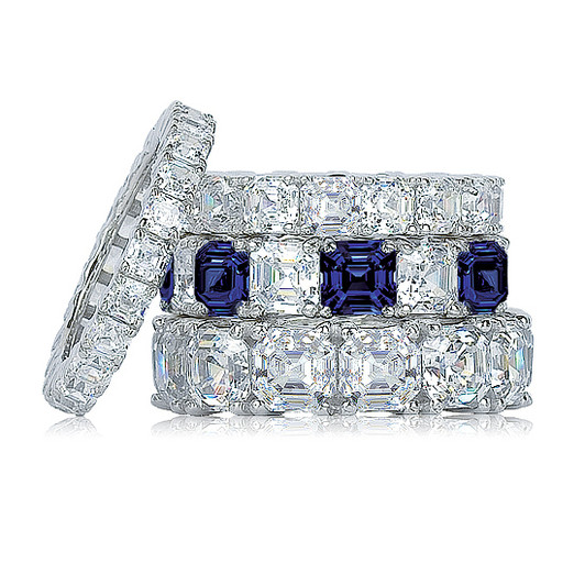 Asscher Prong Set Cubic Zirconia Eternity Band