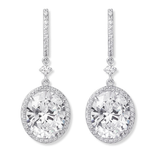 Elyse Huggie Top 4.0 Carat Oval Drop Halo Earrings, 8.56 Ct TW Elyse Huggie Top 4.0 Carat Oval Drop Halo Earrings, 8.56 Ct TW