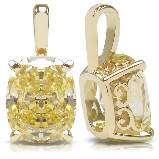 Elongated Cushion Cut Cubic Zirconia Pendant with Scroll Setting