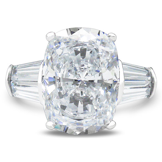 Elongated Cushion Cut Double Baguette Solitaire Engagement Ring