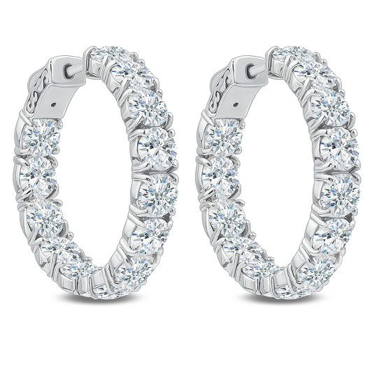 Bellamy Vault Lock Inside Out Rounds CZ Earring Hoops, 13.0 Carats Total