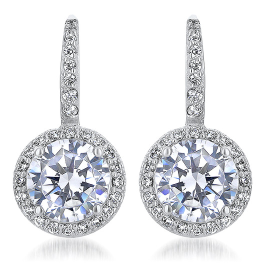 Juliette Round Halo Cubic Zirconia Shepherd Hook Earrings