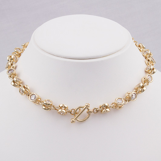 14K CZ Toggle Necklace