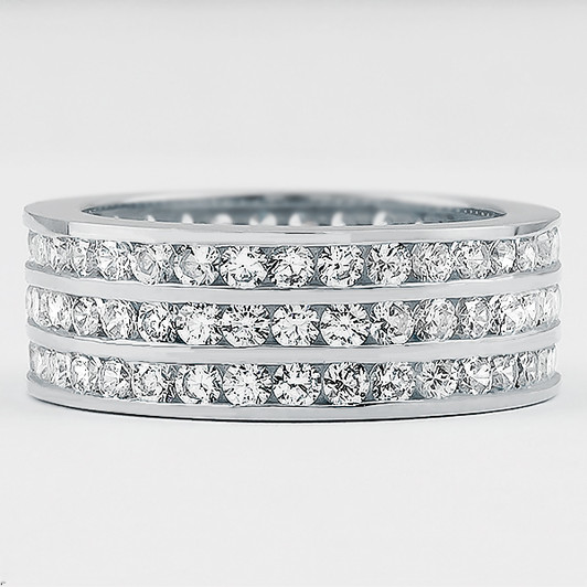 Bandeau Channel Set Rounds Triple Row Eternity Band Bandeau Channel Set Rounds Triple Row Eternity Band