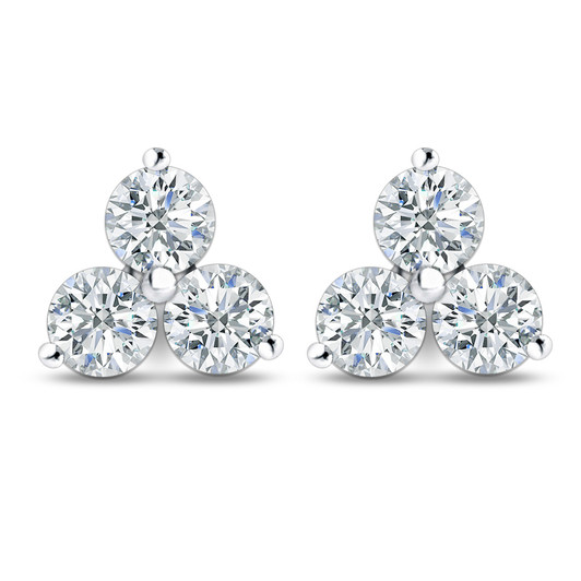 Trio of Rounds Cubic Zirconia Cluster Earrings