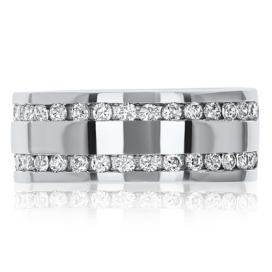 Collin Double Channel Set Rounds Wide Band Ring, 0.68 Ct TW