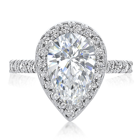 Brenina Pear CZ Halo Solitaire Engagement Ring Brenina Pear CZ Halo Solitaire Engagement Ring