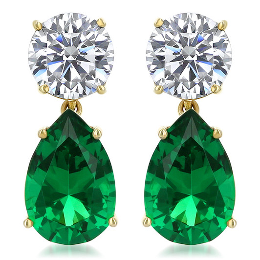 Arlene Round Top with Color Pear Drop Cubic Zirconia Earrings