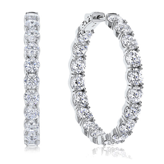 Martinique Vault Lock Front Facing CZ Oval Shaped Hoops, 19.0 Carats
