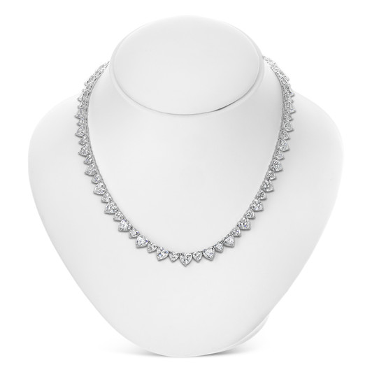 Valentine Skipping Hearts Tennis Necklace, 58.25 Carats