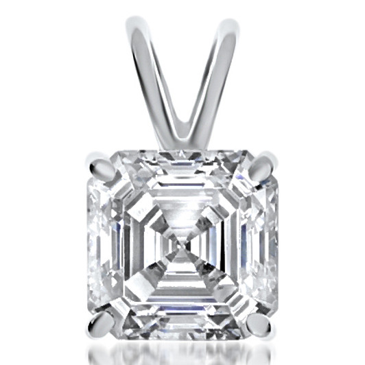 1.5 Carat Asscher Cubic Zirconia Classic Solitaire Pendant in 14K White Gold 1.5 Carat Asscher Cubic Zirconia Classic Solitaire Pendant in 14K White Gold