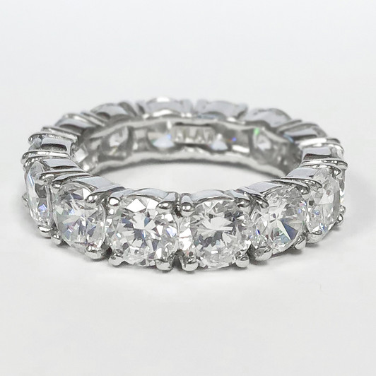 Platinum Prong Set CZ Rounds Eternity Band, 6.5 Ct TW Finger Size 6.75 Platinum Prong Set CZ Rounds Eternity Band, 6.5 Ct TW Finger Size 6.75