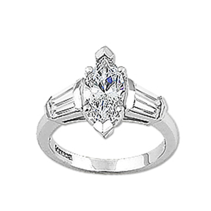 2.0 Marquise Cubic Zirconia Double Baguette Solitaire Ring