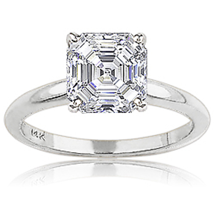 Asscher Cut AAA Cubic Zirconia Engagement Ring in Solid Gold | Takar Jewelry