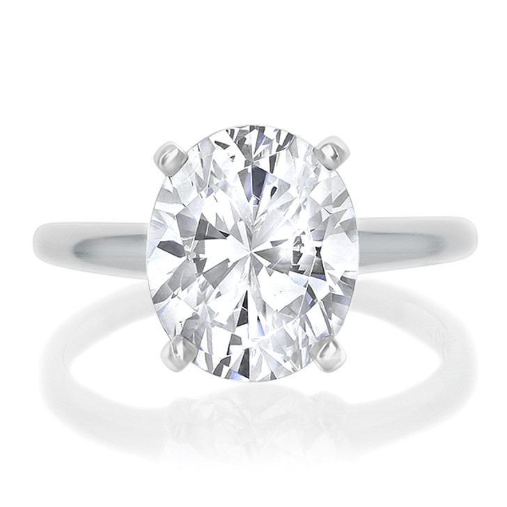 White gold oval cubic zirconia solitaire ring