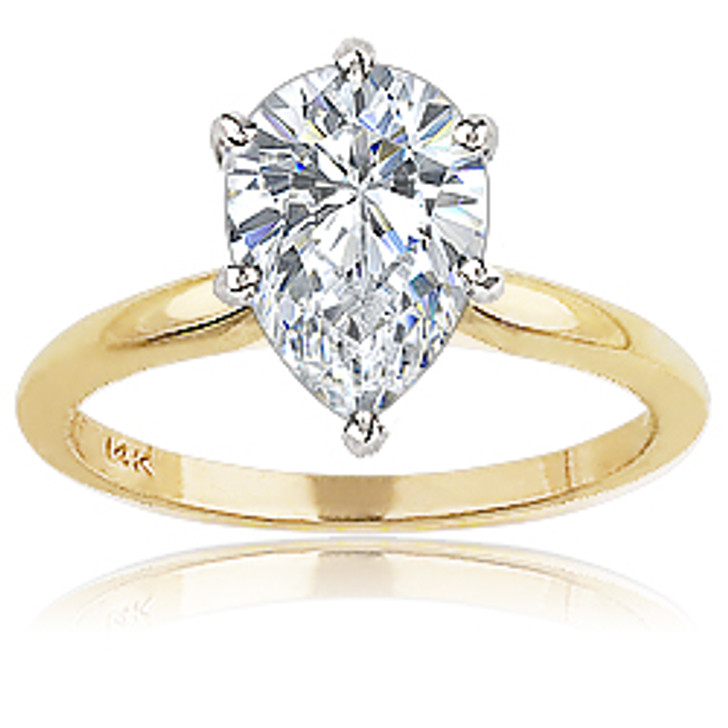 Pear Cut Cubic Zirconia Classic Solitaire Engagement Ring