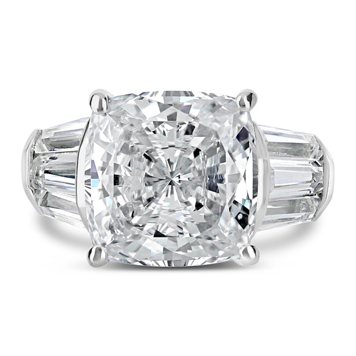 Cushion cut with sales side baguettes