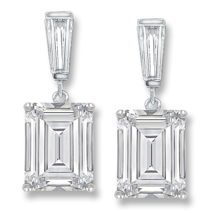 Uneek Emerald-Cut Diamond Drop Earrings with Bezel-Set Round | Parris  Jewelers | Hattiesburg, MS