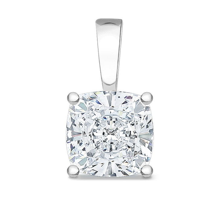 Allure Cushion Cut Cubic Zirconia Solid Bail Solitaire Pendant