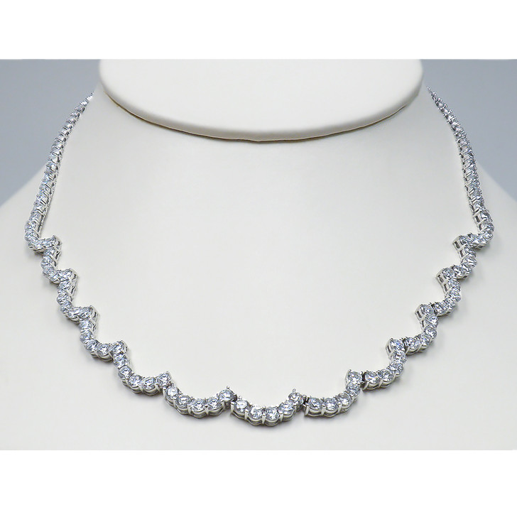 Curved Cubic-Zirconia Necklace