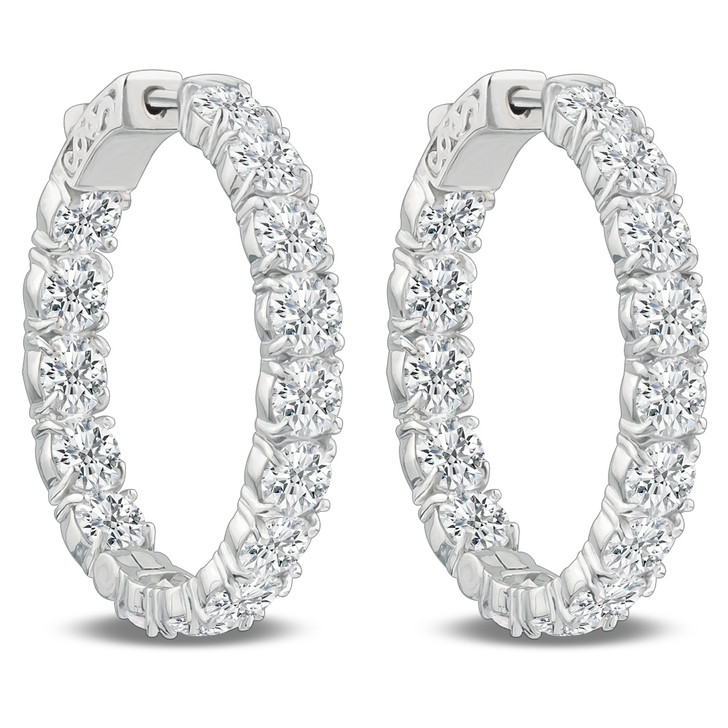 Remi Vault Lock Front Facing CZ Oval Shaped Hoops, 11.0 Carats Total