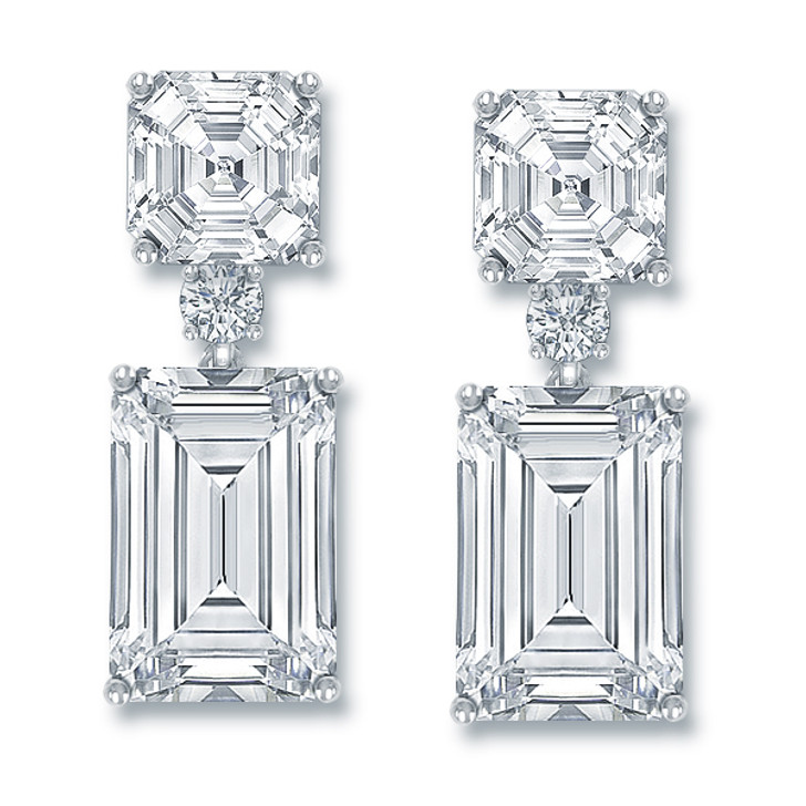 Emerald-cut Blue & White Topaz Drop Earring