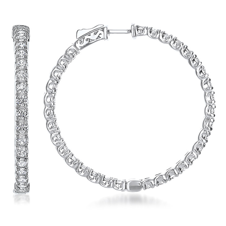 Placida Vault Lock Inside Out Rounds CZ Earring Hoops, 5.7 Carats Total ...
