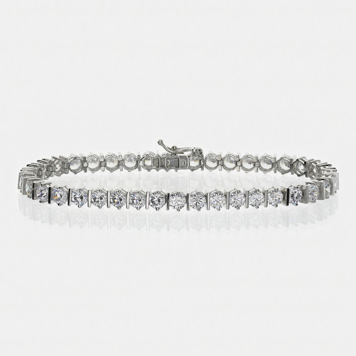 Bar Link with Rounds Tennis Bracelet, 6 Inches - 