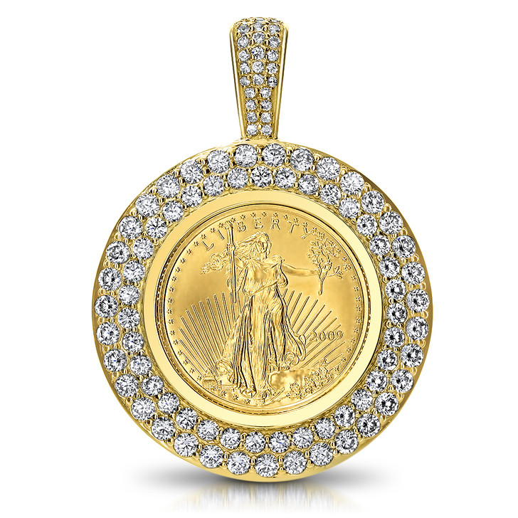 Freedom Pave Rounds Coinframe Pendant with 1/4 Ounce Coin