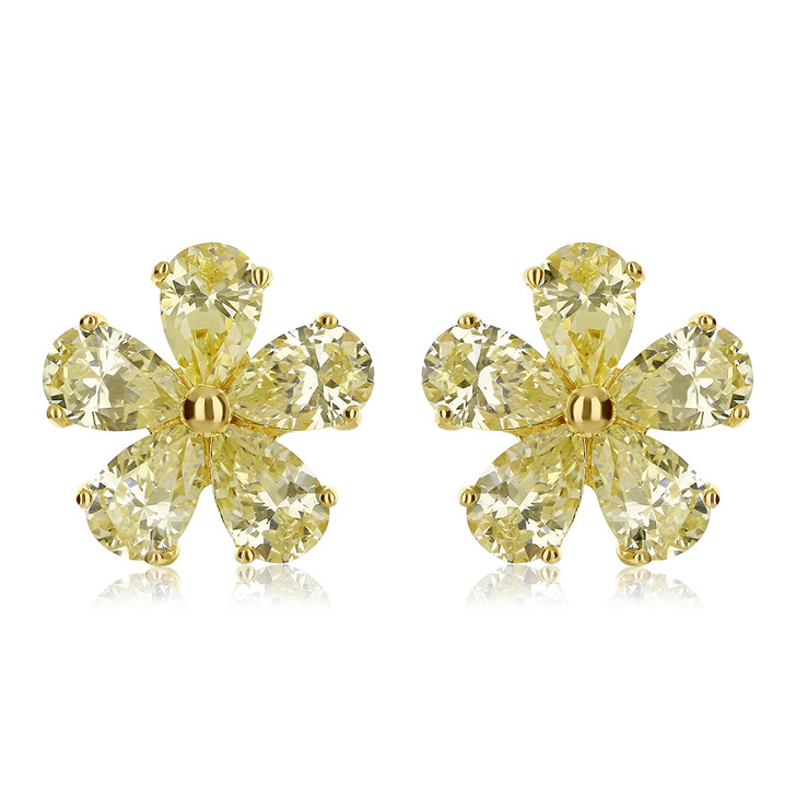 Gemsme 18K Yellow Gold Plated Stud Earrings 4 Prong India | Ubuy